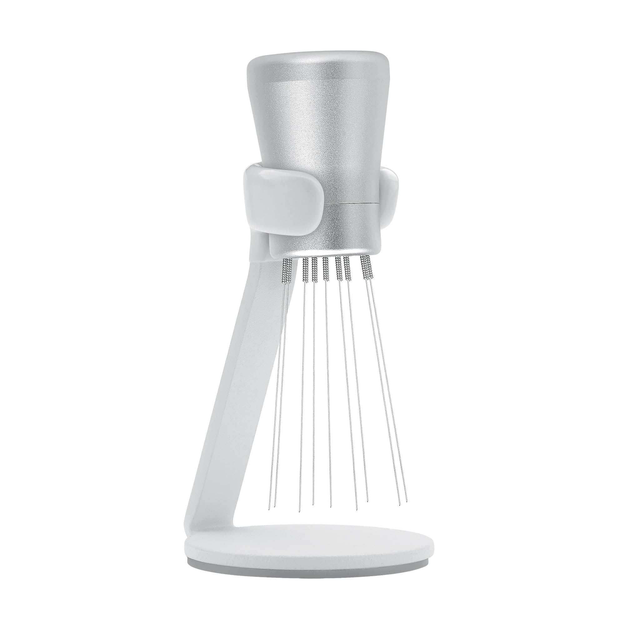 Normcore WDT Tool V2.1 con soporte, herramienta de distribución de espresso de 9 puntas de 0,23 mm, técnica de distribución Weiss, agitador magnético de café con 16 agujas adicionales, color plateado