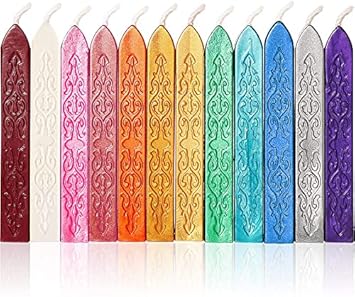 Street27 12pcs Totem Fire Manuscript Sealing Seal Wax Sticks with Wicks Cord Wick Sealing Wax for Postage Letter Retro Vintage Wax Seal Stamp -12 Colors-A
