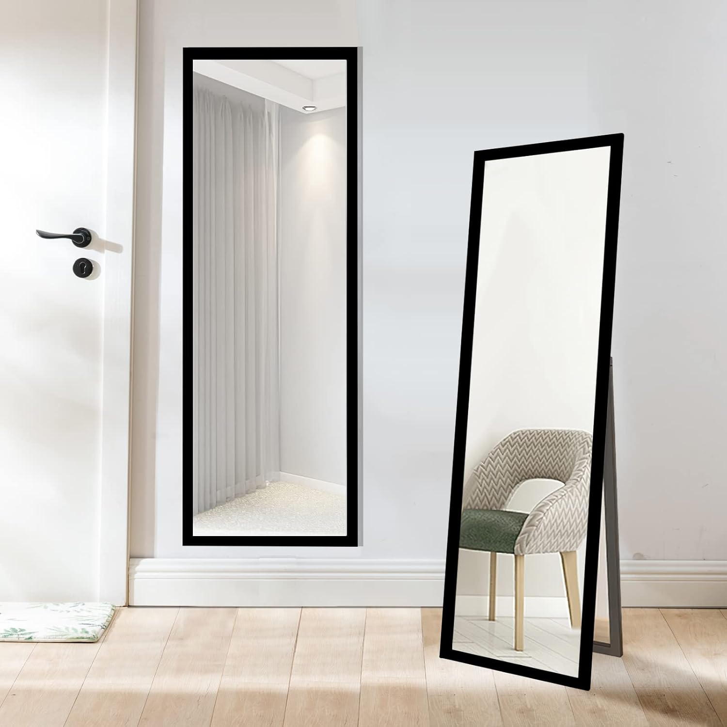 GONICVIN Full Length Mirrors, Standing Mirror with Black Frame for