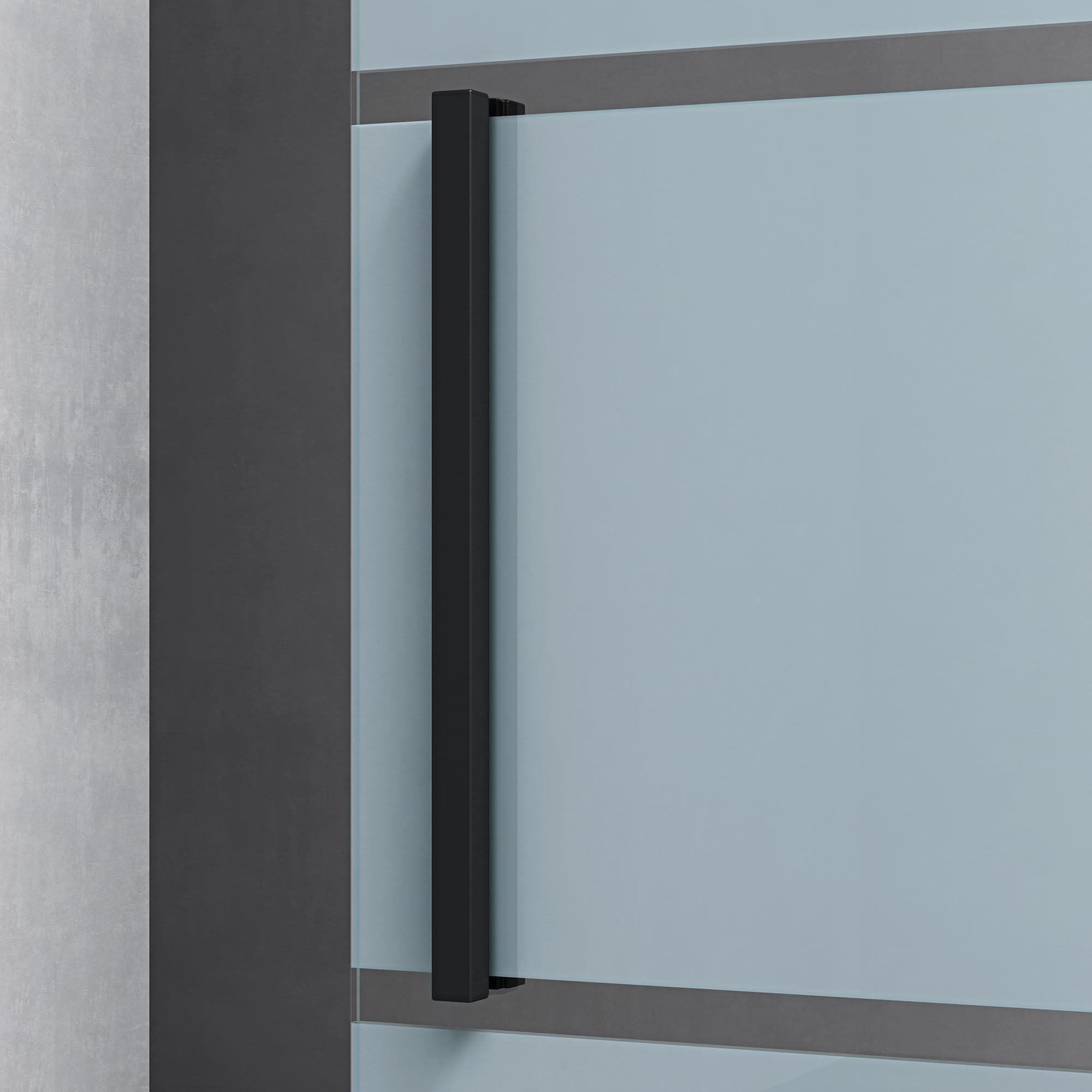 Mai & Mai Glasschiebetür komplettset softclose Schwarz 5-Milchglas Streifen