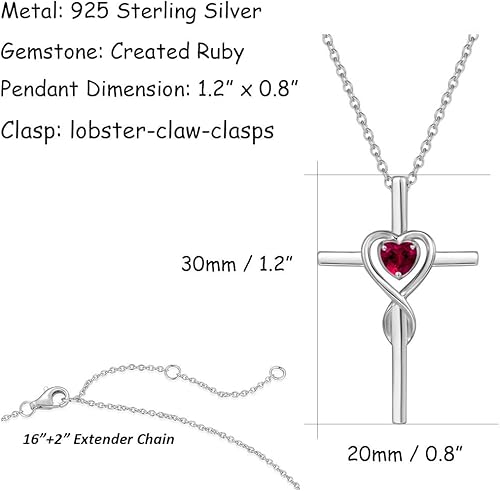 Miniatura 3 de FANCIME Collar de cruz de piedra natal para mujer, collar de piedra natal, collar con colgante de cruz infinita, joyería fina, regalo de Navidad,