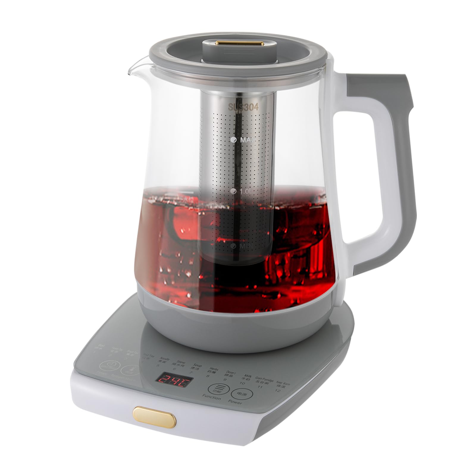 Electric Tea Kettle, Tea Water Boiler, Electric Glass Kettle with Tea Infuser and Temperature Control For Tea Water Boiler