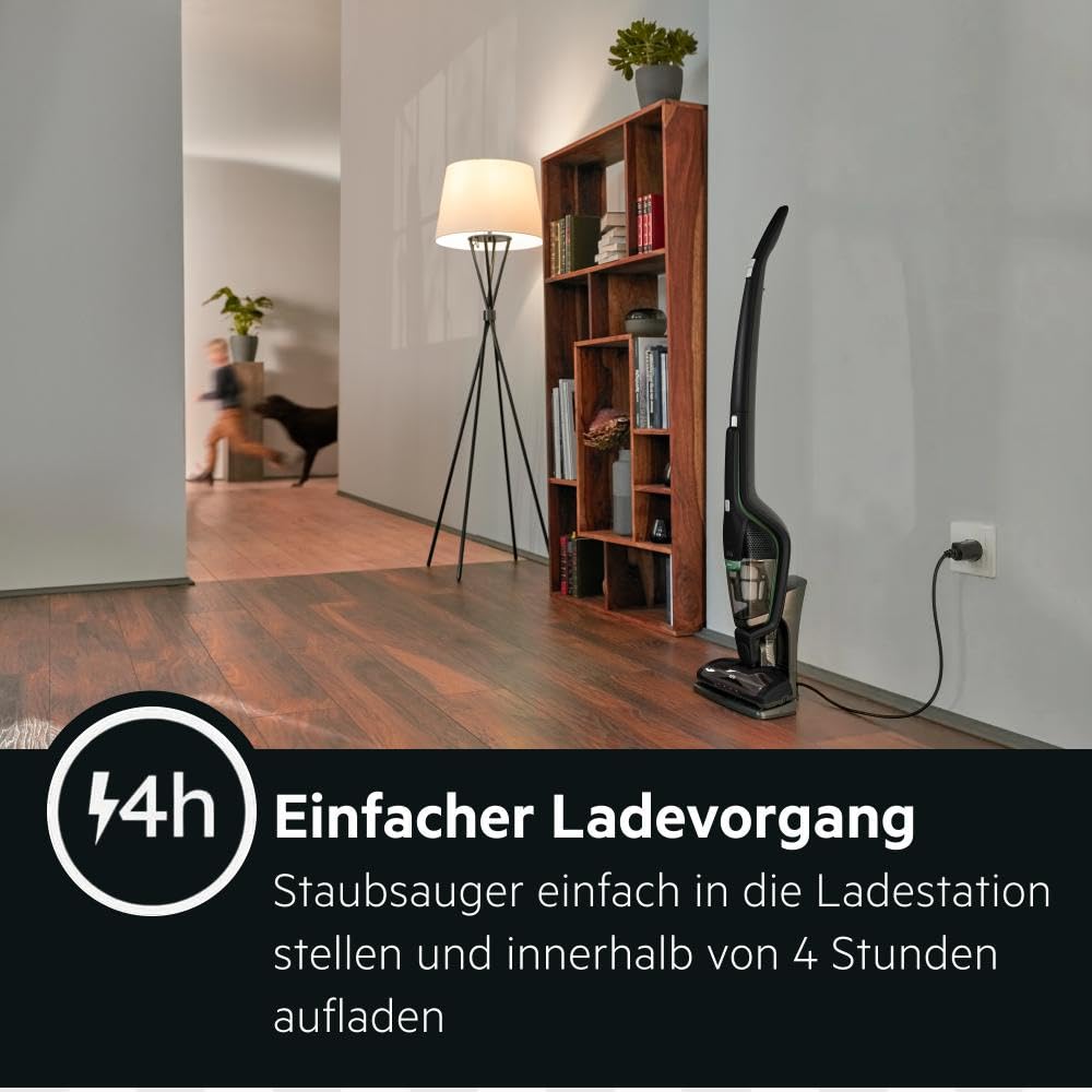 AEG Serie 3000 Ergorapido CX7-2-45MÖ 2in1 Akku Staubsauger, 50% Recyclingmaterial, beutellos, bis zu 45 min Laufzeit, freistehend, wendig, Bürstenreinigungsfunktion, LED, 0.5L, schwarz
