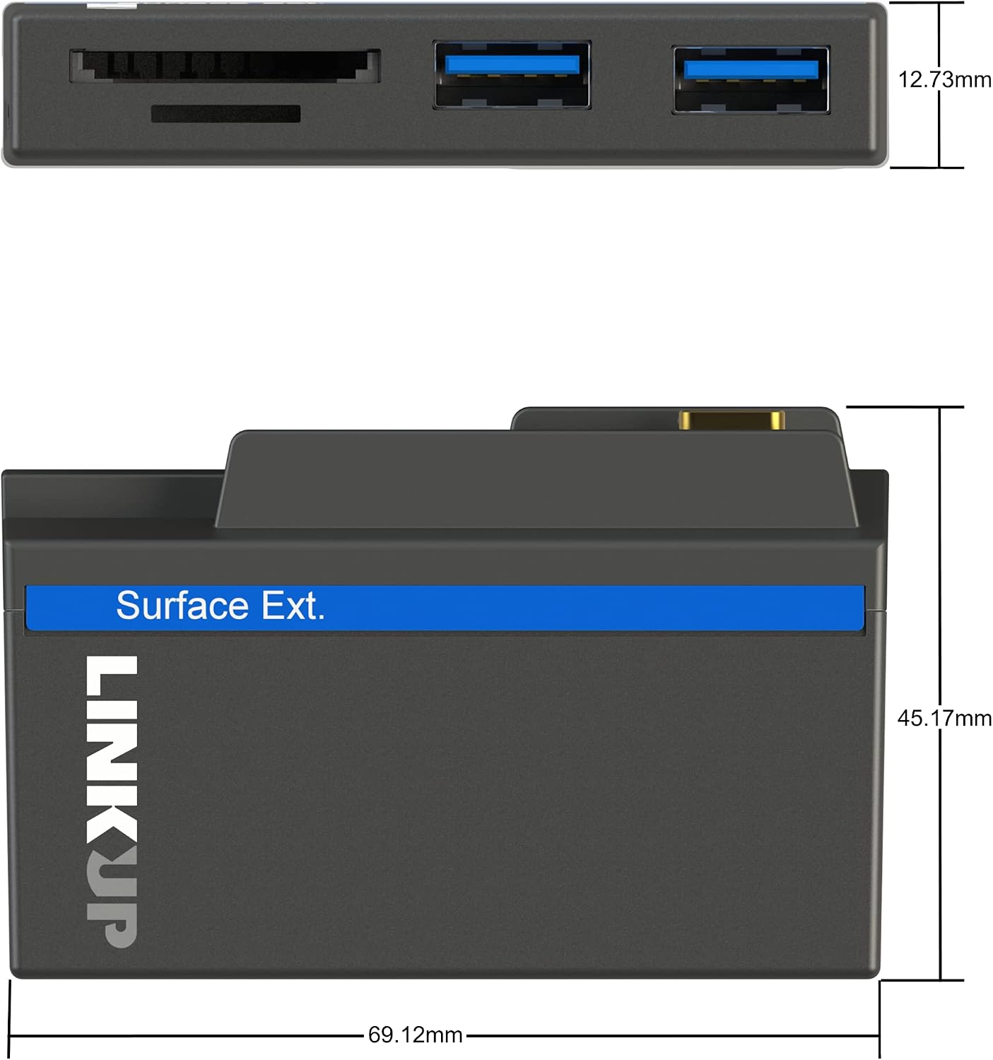 LINKUP - Microsoft Surface GO Compatible Docking Station USB C Dock | 6-in-1 SDXC Card Reader Hub | 2xUSBA-3.0 2X SD 1xMicroSD 1xUSB-B Micro Power-in | Compatible with Original Surface Power Plug