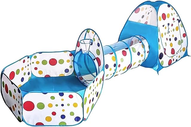 Savieva Kids Play Tent and Tunnel, Foldable 3 in 1 Pop Up Playhouse Cubby Tents Tunnel Ball Pit with Basketball Hoop, Soft Play Gift for Boys Girls Babies Toddlers Indoor Outdoor(Balls Not Included)