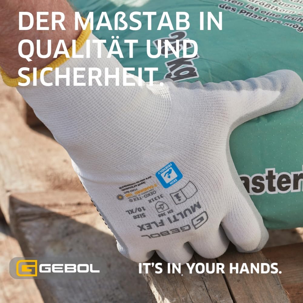 Gebol Multi Flex White Arbeitshandschuhe, Gr. 8/M, Nitril-Grip, nahtlos | Für Werkstatt, Montage & KFZ, sicherer Halt bei jedem Griff, feines Tastgefühl, angenehme Passform bei Günstiger Preis