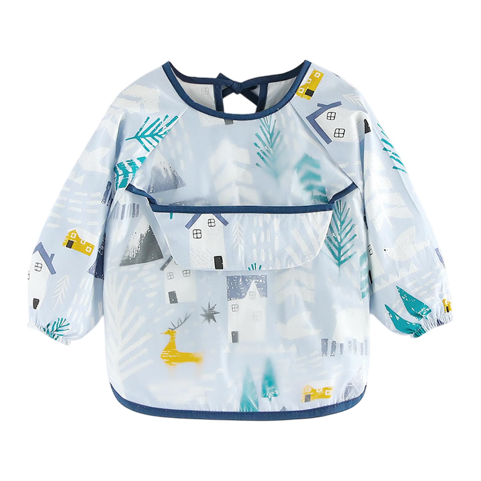 Baby Lätzchen mit Ärmeln, Wasserdicht Babylätzchen, Unisex Kinder Lätzchen Baby-Lätzchen, Ärmellätzchen Baby Abwaschbar mit Tasche, Latz mit Langen Ärmeln für Kleinkinder von 6-36 Monate (B)