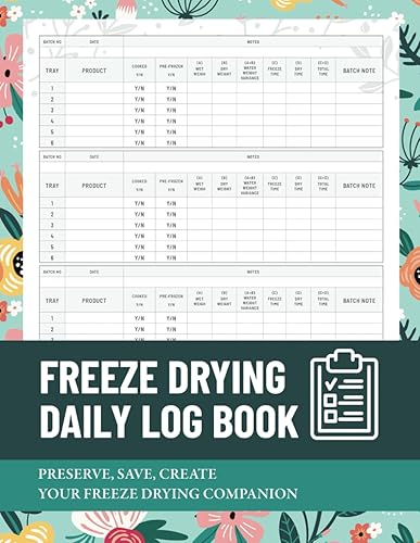 Home Freeze Drying Log Book: Record 400 Food Batches in Your Freeze Dryer Food Process Log and Ensure Optimal Machine Maintenance