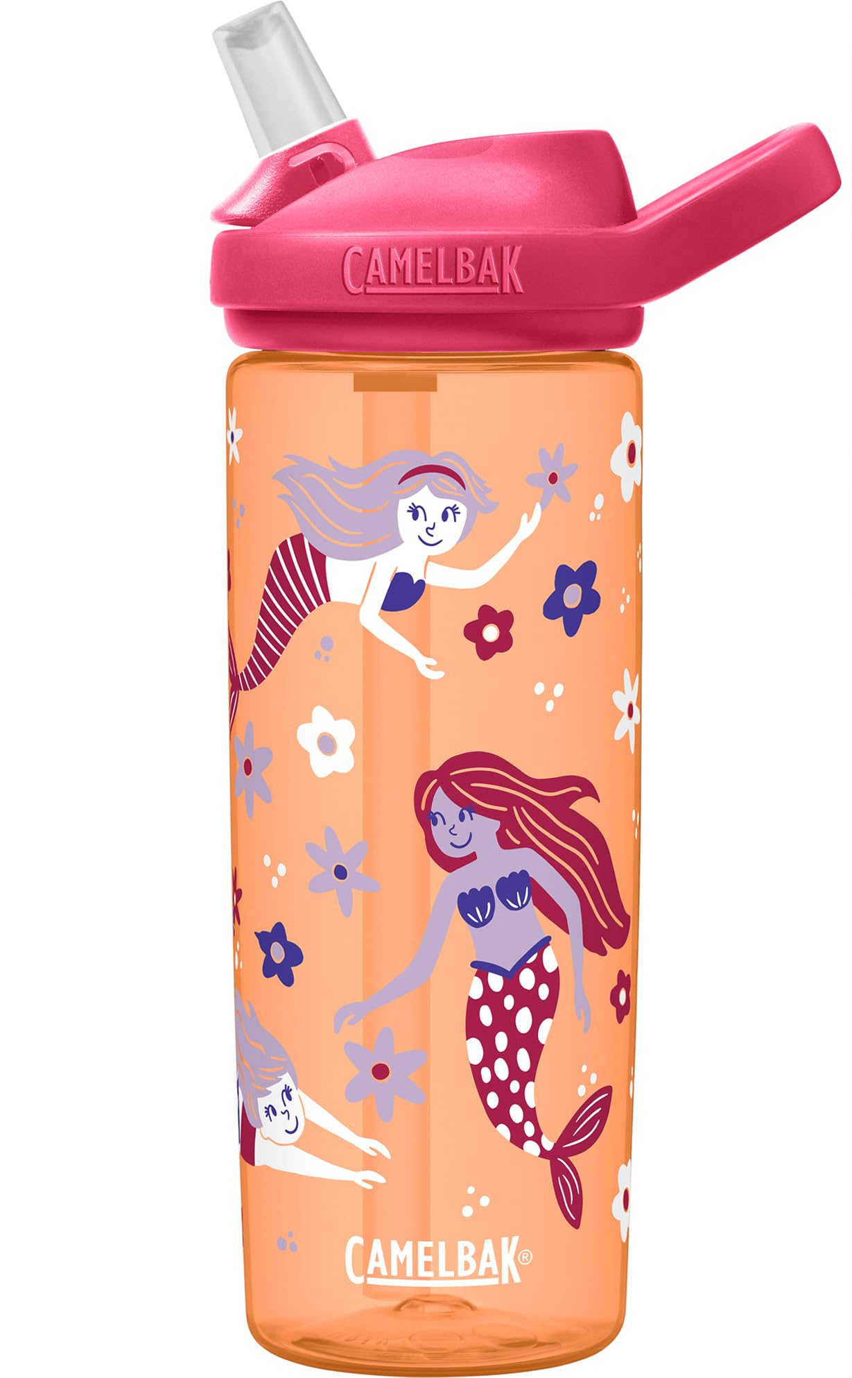 Eddy+ Kids Bite Valve Straw Tritan Renew Water Bottle Retro Floral Mermaid, 20oz