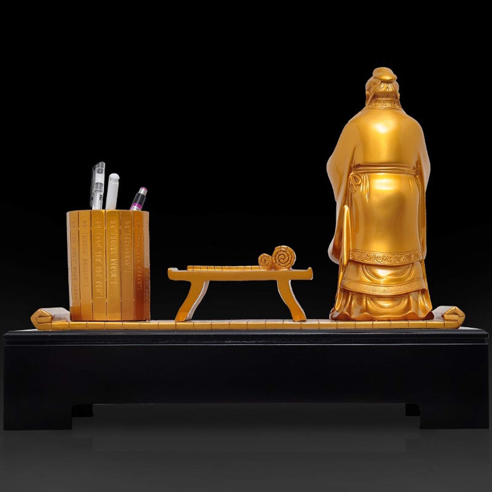 Stifthalter Schreibtisch Konfuzius Stift Bleistifthalter, chinesische Art Creative Stift Bleistifthalter Harzstift Container Schreibtisch Ornamente for Schreibtisch Home Ornamente (Golden) Schreibtisc