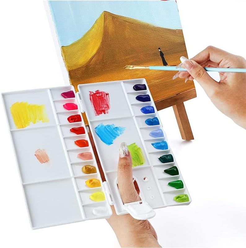 25 Wells Folding Compact Paint Palette Box with Lid for Paint Color Mixing Tools Art Supplies image 4
