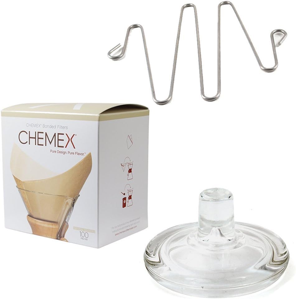 CHEMEX BUNDLE OF 3 Bonded Unbleached Prefolded Square Coffee Filters