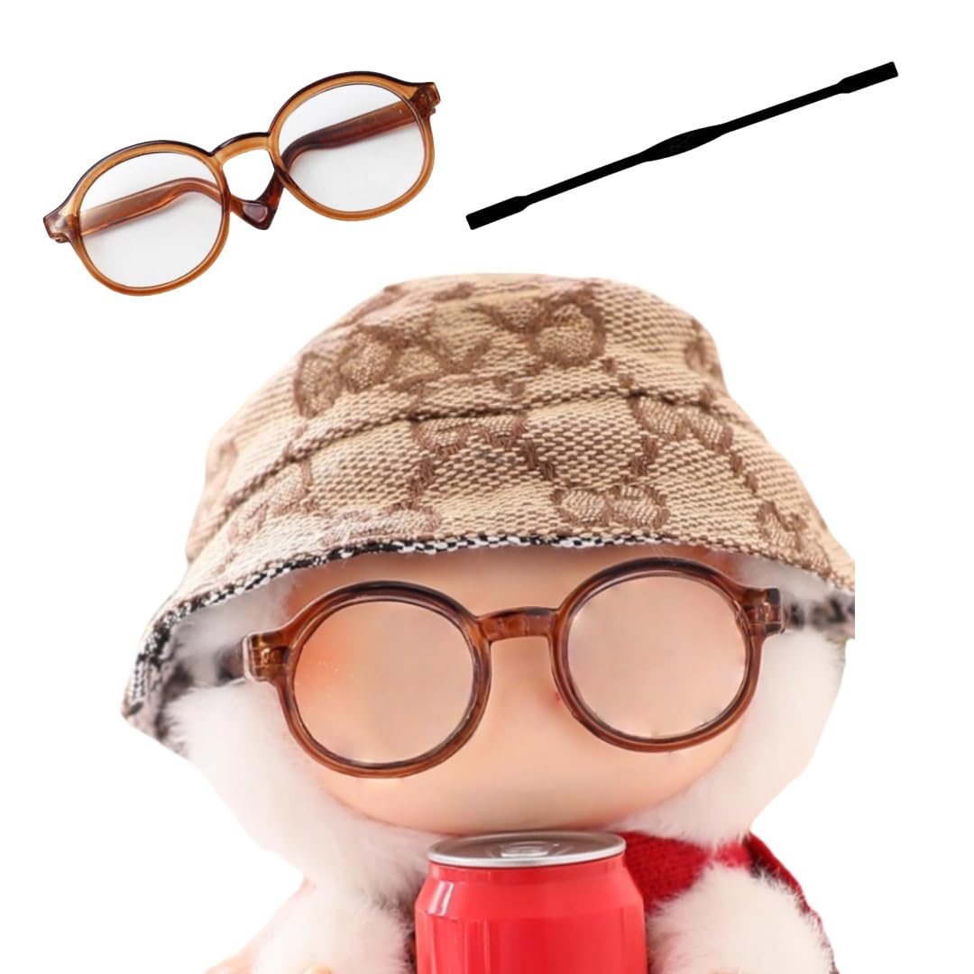 Used for Labubu Glasses Stuff Set,Compatible with Labubu Accessories for 17cm Doll (Dark Brown Framed Glasses, M)-image-18