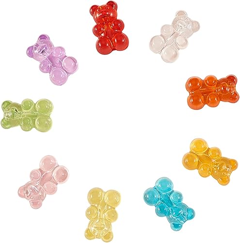 Miniatura 6 de LiQunSweet 180 piezas de 9 colores de 0.063 in de agujero, kawaii, color caramelo, oso gomoso, cuentas sueltas acrílicas transparentes, lote surtido