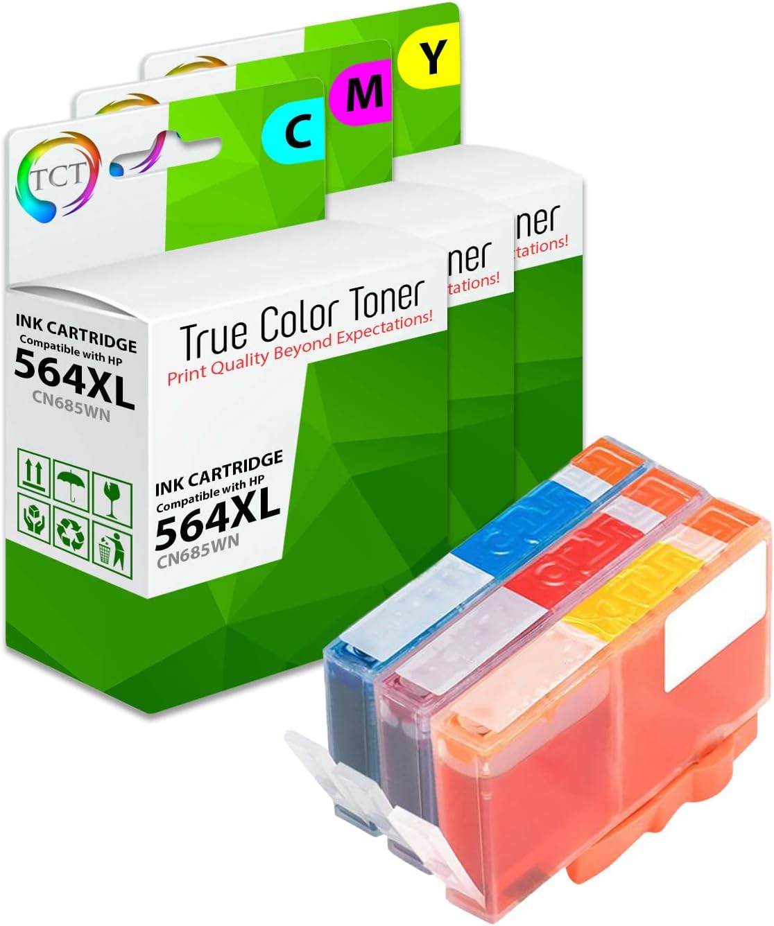 TCT 564XL Color Ink Cartridge 3 Pack - Compatible Replacement for HP 564XL 546 XL Works with HP Photosmart 5511 5512 5514 5515 5520 5522 5524 5525 Printers (Cyan Magenta Yellow)