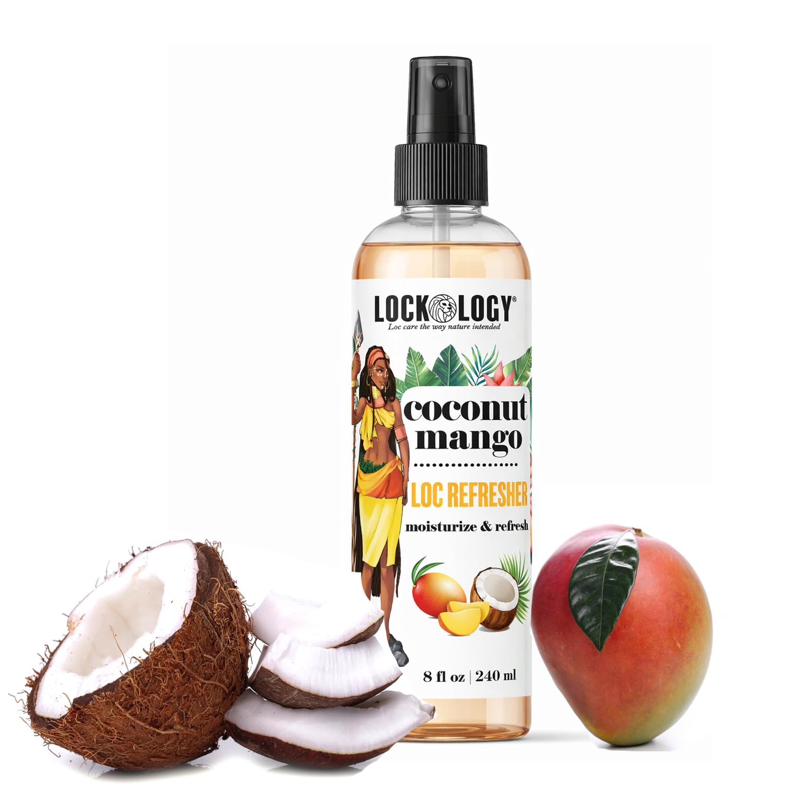 Lockology Coconut Mango Loc Spray, Dreads Moisturizer and Daily Moisturizing Spray, Natural Locs Hair Products