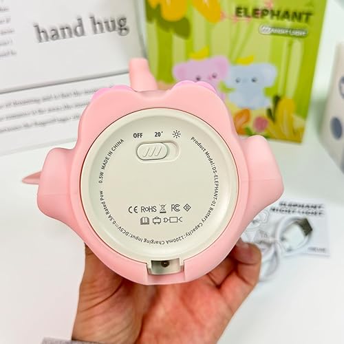 Miniatura 5 de QANYI Luz nocturna para niños, lámpara de elefante rosa con atenuación y portátil, lámpara de noche de guardería, luz de animal recargable para