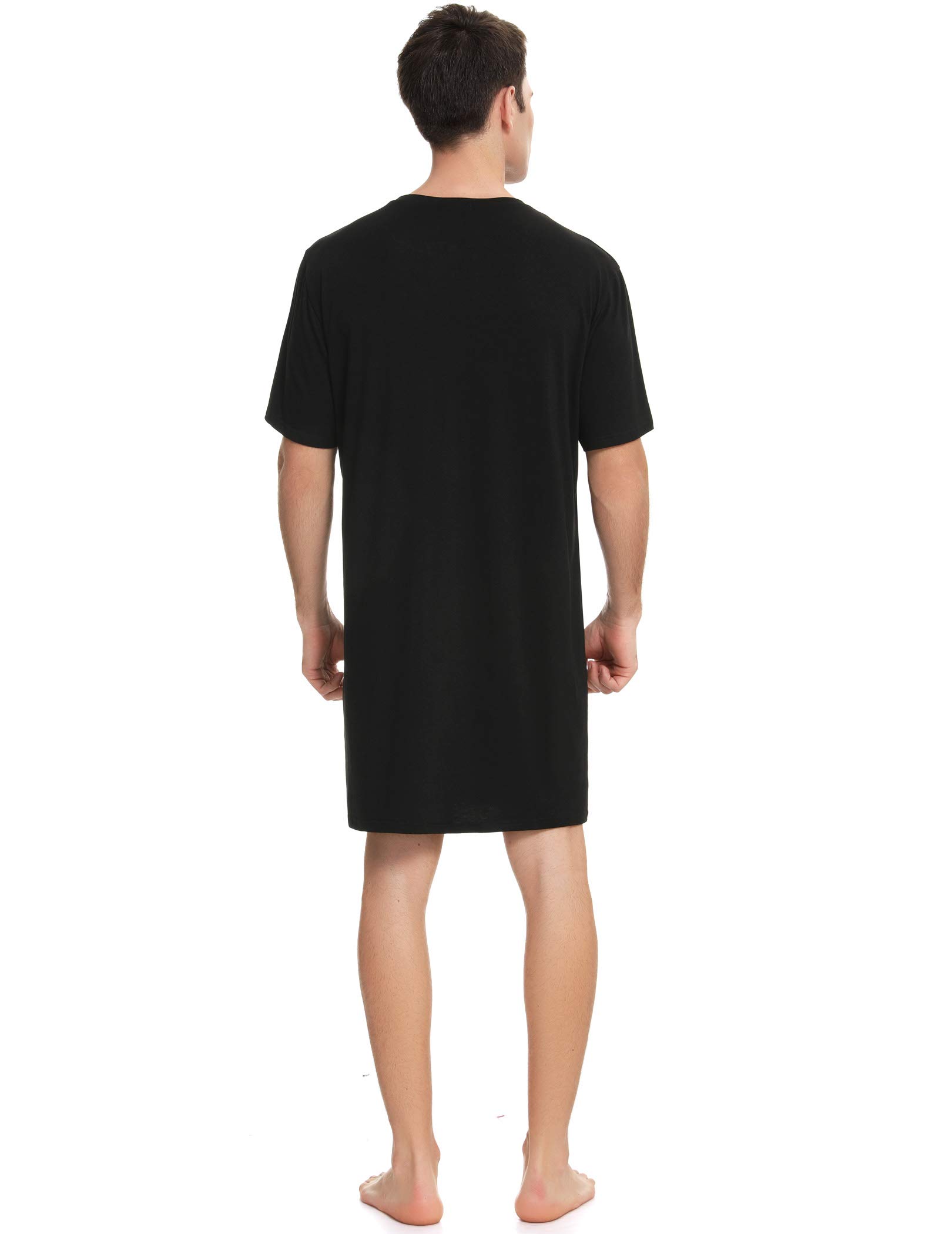 Enjoyoself Men's Cotton Pyjama Tops Soft Breathable Nightgown Knee Length Night Shirts Short Sleeve Nightwear Lounge Wear