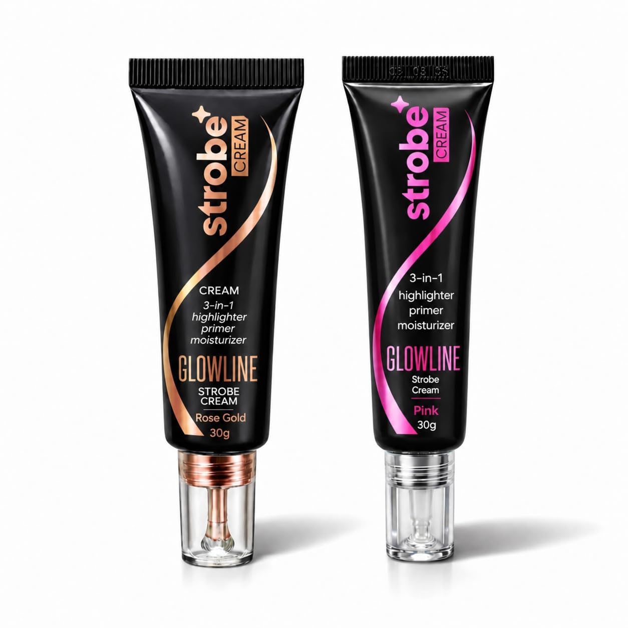 GLOWLINE 3 IN 1 Strobe Cream Pink - Illuminating Face Highlighter, Primer & Moisturizer for Instant Dewy Glass Skin Glow (30g)-image-19