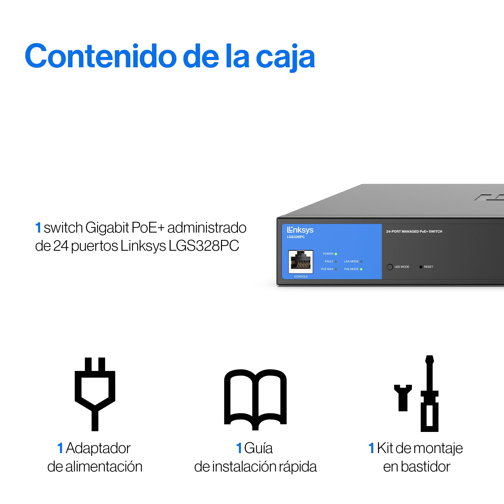 Linksys switch de red Gigabit administrado de 24 puertos LGS328PC con 4 ranuras SFP de enlace de subida de 1 Gb, PoE/PoE+, QoS, enrutamiento estático, VLAN, IGMP, carcasa de metal