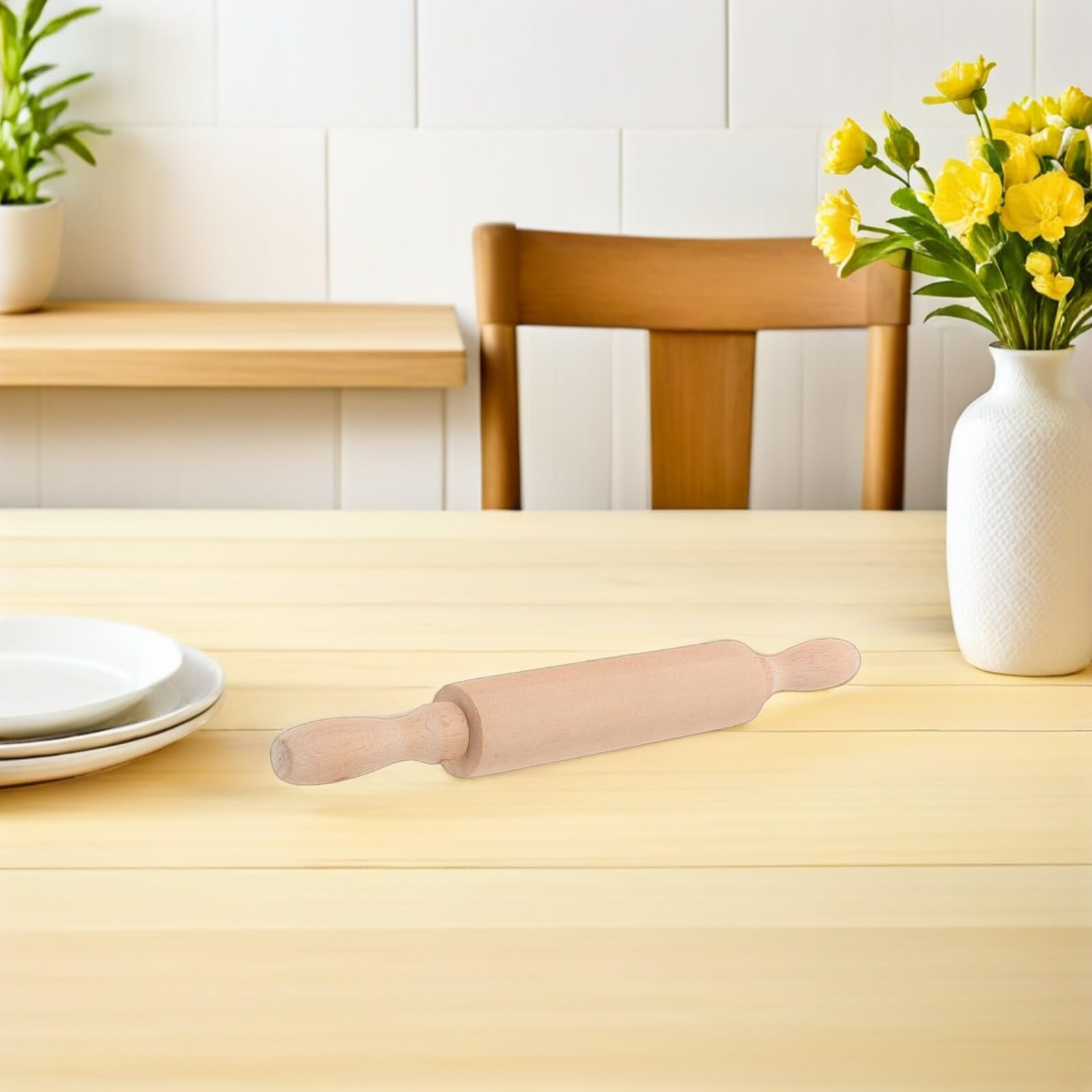 Rodillo de Madera para Hornear, Antiadherente y Tamaño Infantil, Adecuado para Repostería y Manualidades, 8 Piezas