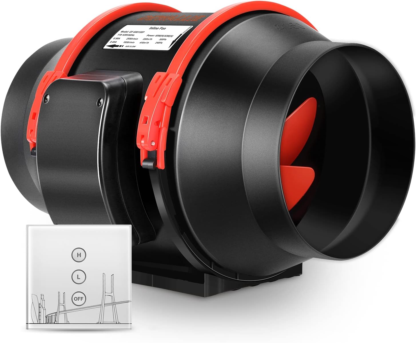 6 Inch Inline Duct Fan with Remote Variable Speed Controller, Ventilation Exhaust Fan 312 CFM for Tent and Grow Room