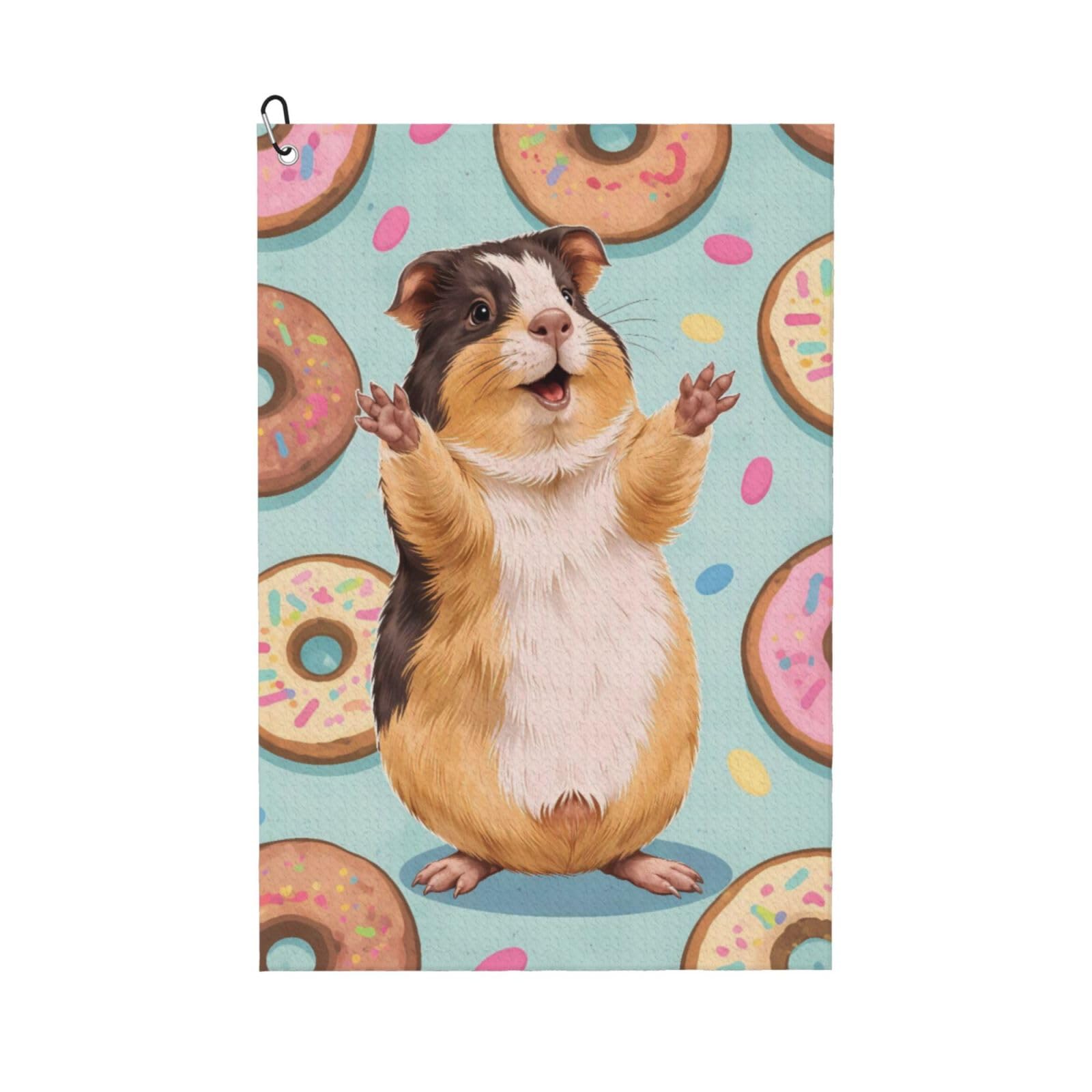 Oudrspo Happy Lovely Hamster and Donut Multi-Functional Golf Towel | Absorbent Quick Drying 16x24in