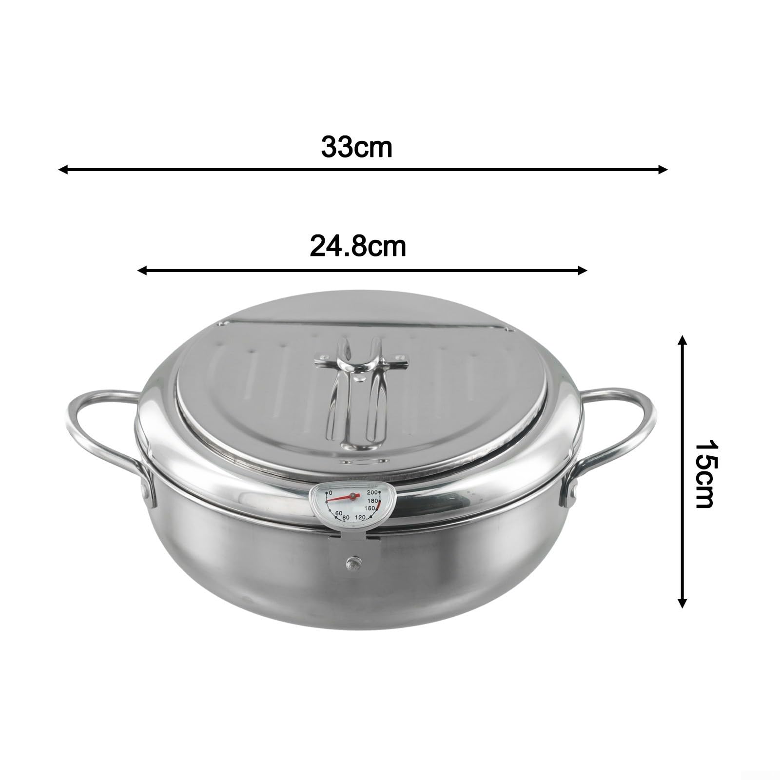 Friggitrice Acciaio 3.2L con Termometro Rimovibile Friggitrice(201+24cm)