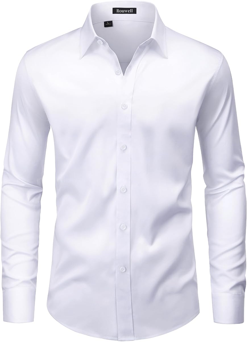 Men’s Wrinkle Free Dress Shirts Regular Fit Long Sleeve Non Iron Business Casual Wedding Stretch Button Down Shirt