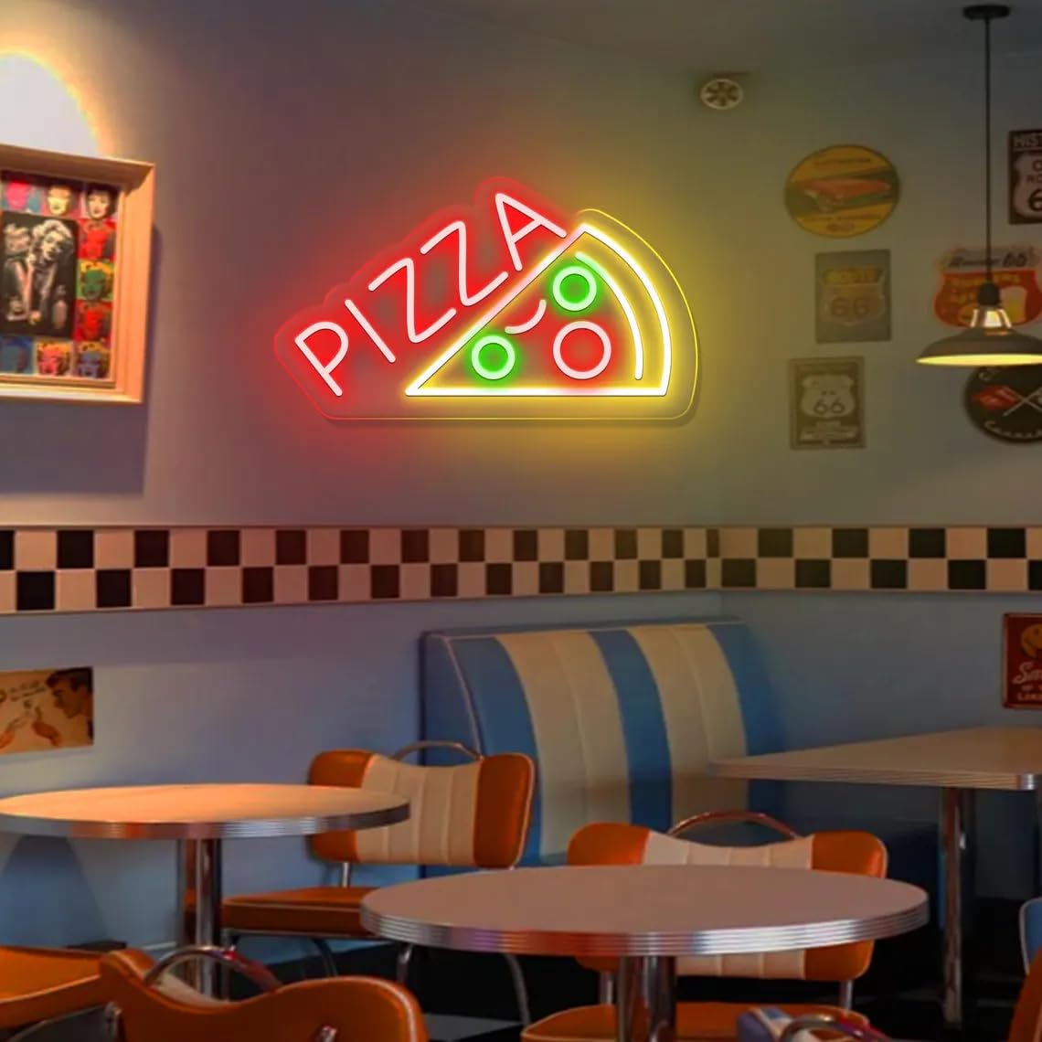 Pizza Neon Sign, Food Signs for Wall Decor, Restaurant Kitchen Opening Gift, Fast Food Shop Signs,