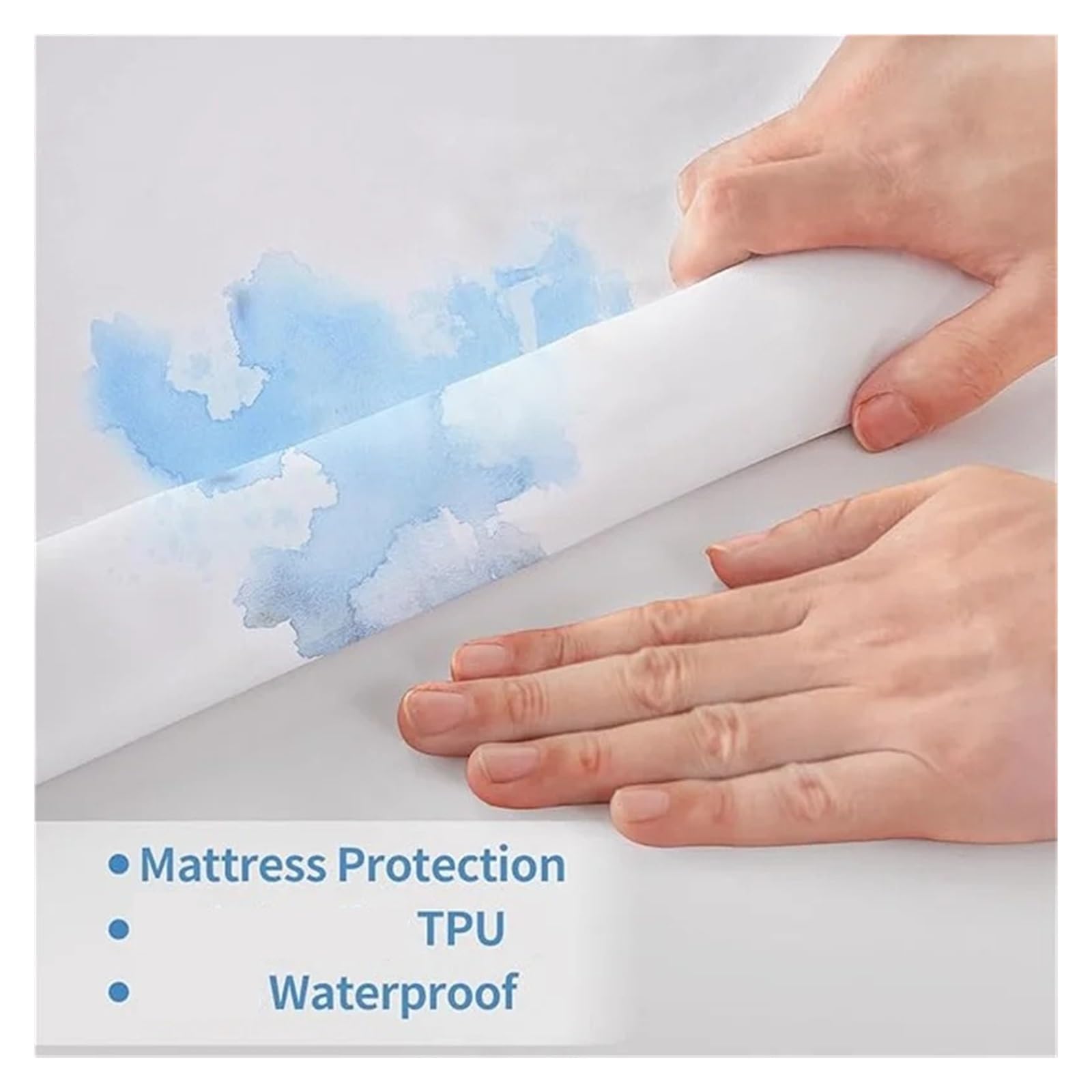 Sobrecolchón Acolchado de Microfibra Funda de colchón impermeable con cremallera, sábana ajustable de 6 lados, todo incluido, colchas a prueba de polvo for Protector doble(White,200X200X30cm 1Pc)