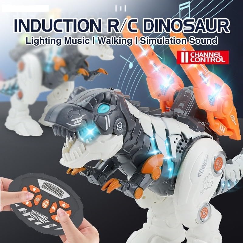 Image of Remote Control Mechanical Overlord Walking Dinosaur Toy RC Electric Plastic Multifunction Remote Control Dinosaur Robot with Light Music Christmas Gift boy Girls