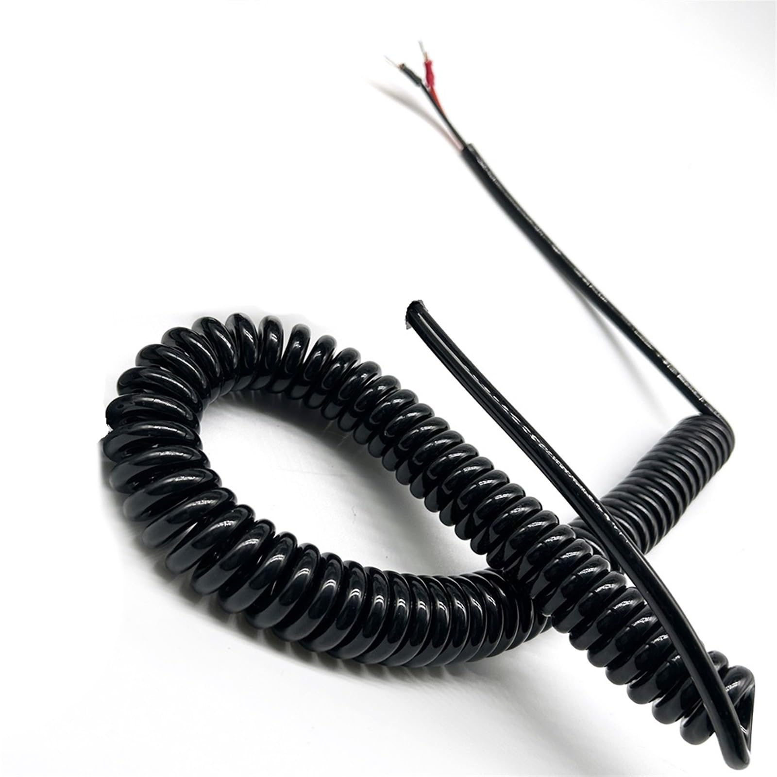 Cable Cord 2 Cores 1.5mm2 Square Spiral Electrostatic Grounding Spring Wire Alarm Grounding Cable Spiral Extension (Size : Spiral Length 0.5meters)