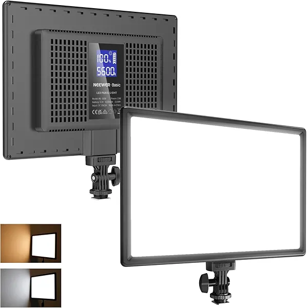 NEEWER Basics 13" LED Video Light Panel, 20W Ultra Thin Bi Color Dimmable DSLR Camera Soft Photo Key Lighting for Streaming Studio Photography Podcast Recording, 8000mAh/3200-5600K/CRI97+, NL-192B
