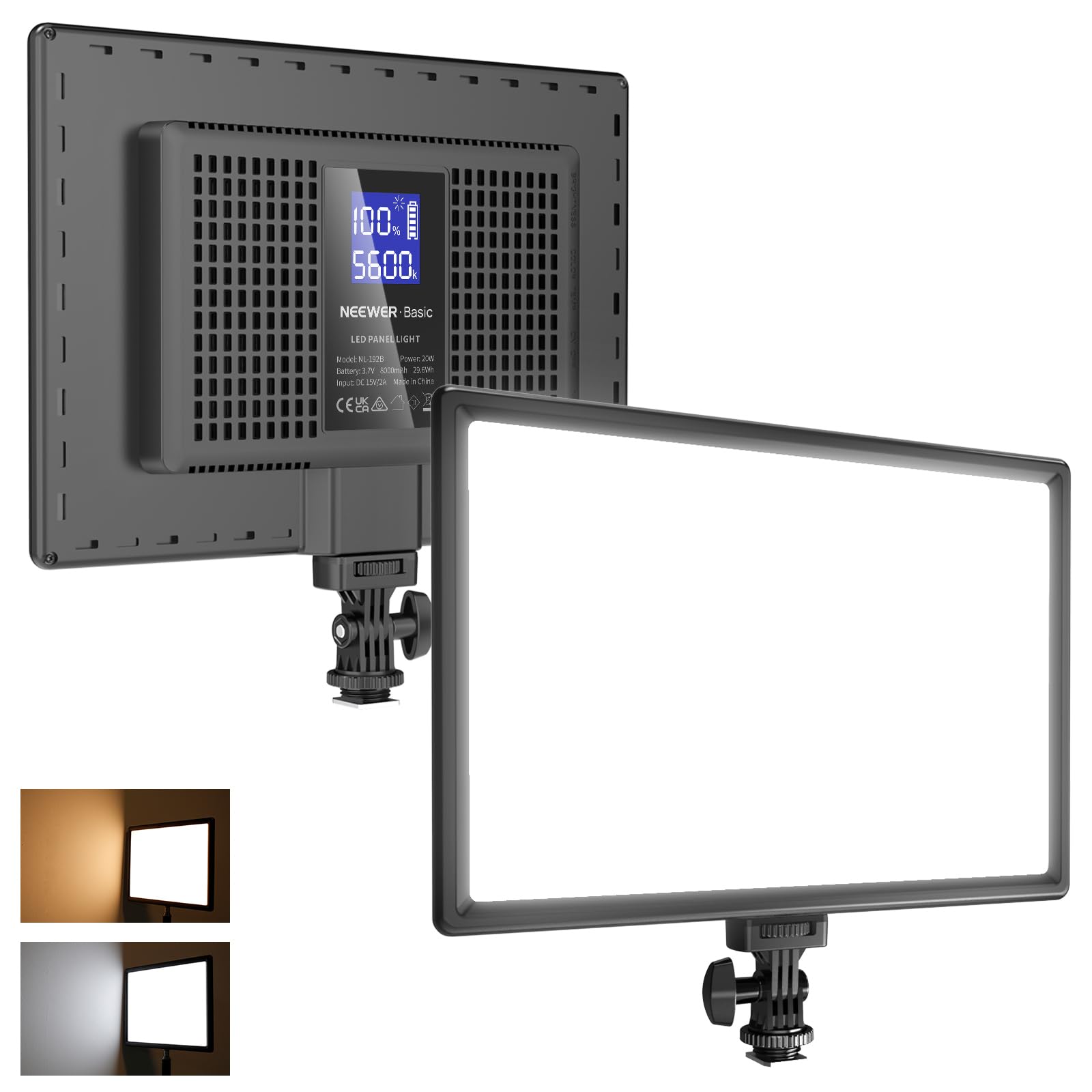NEEWER 9" LED Video Light Panel, Dimmable DSLR Camera Soft Lighting with Mini Desk Tripod Stand, USB Type C Ports, 3200K~5600K CRI95+ for Studio Photography Video Recording Live Streaming, NL-116AI