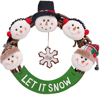 Guirnalda de Navidad con Batería Luz Decoración, Morbuy Decorar del Hogar Forma de Ramas de Pino Árbol Artificial para Chimeneas Árbol Jardín Corona de Pino con Luz LED (Copo de Nieve)