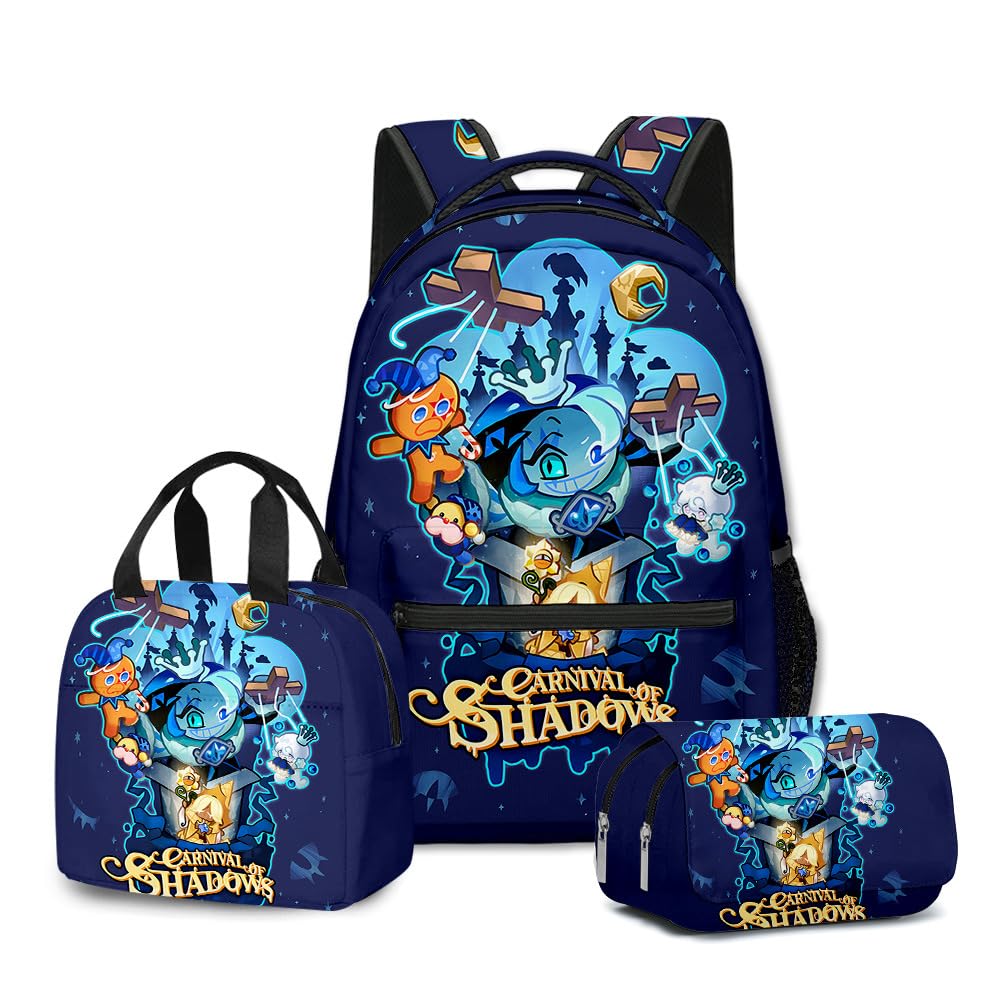 Hzsyc Unisex Kids C15 Boys Figure Shadow Milk Cookie Casual Daypacks Kids Shadow Milk Cookie Backpack 3Pcs Set - L Size/17In (,3Pcs)