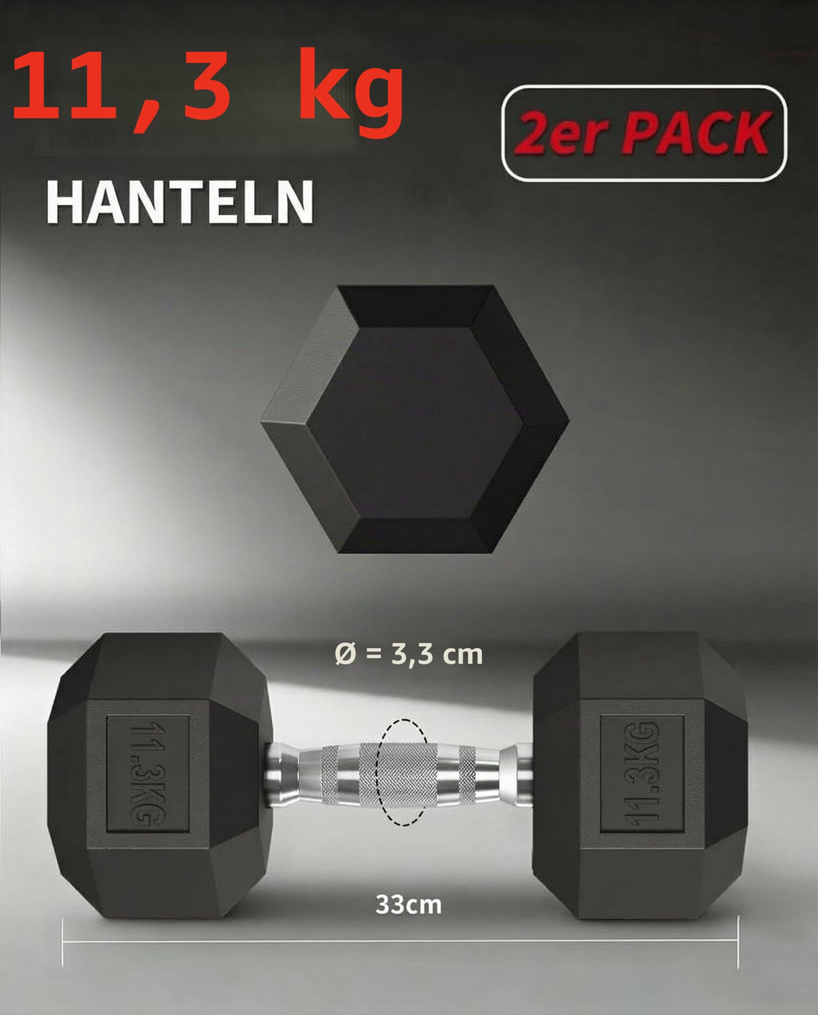 Hex Hantelset 25LB(11kg), 2 PCS, PVC-Beschichtete Trainings- Und Fitnesshanteln Mit Rutschfestem Griff, Rollfestes Gewichte Für Männer Und Frauen, Kurzhanteln Für Muskel- Und Krafttraining