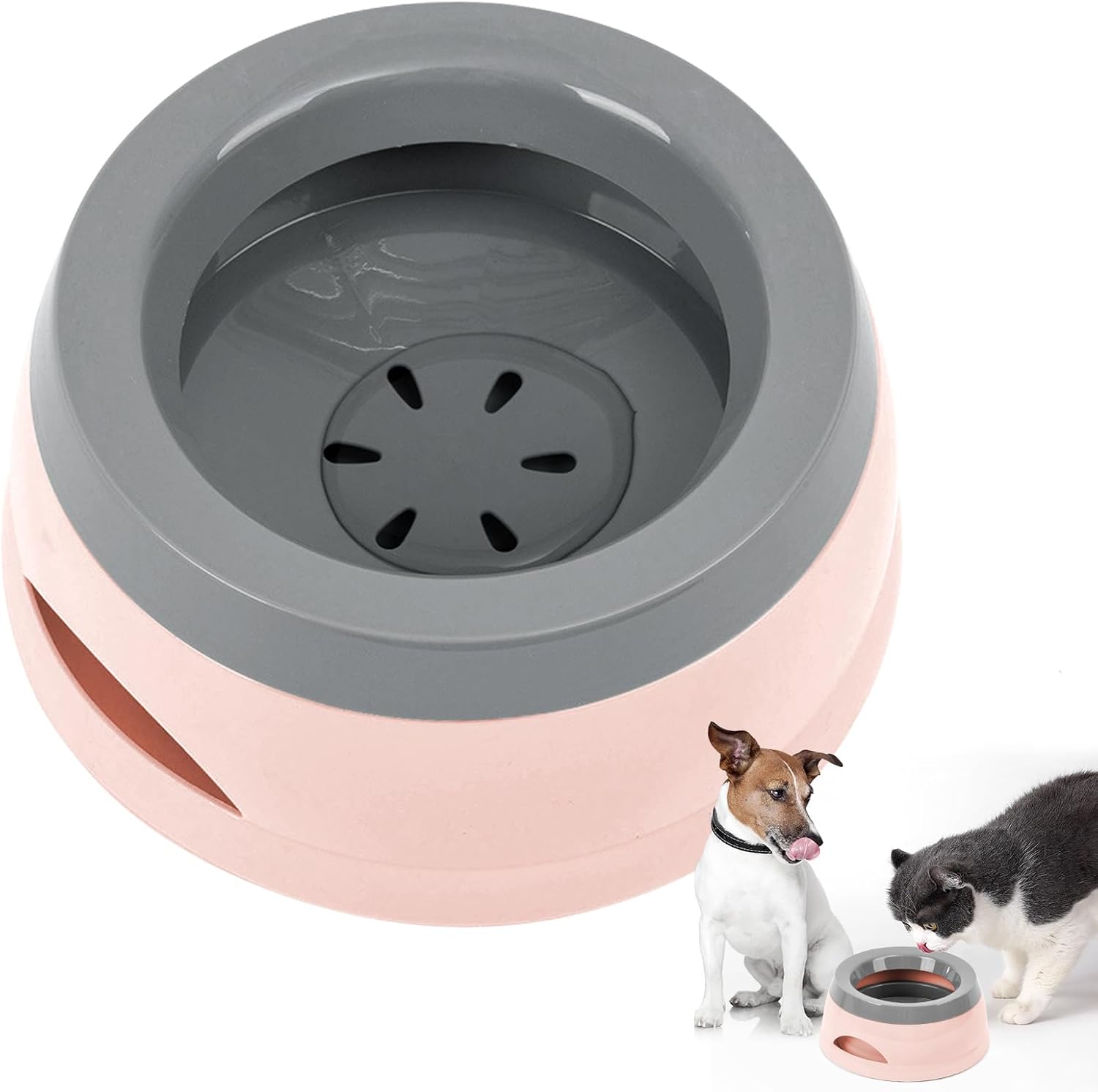 Cuencos de Viaje para Perros y Gatos, 750ML Antigoteo Comedero de Agua para Perros y Gatos, Protección Contra Salpicaduras Dispensador de Agua Comederos y Bebederos Mascotas (Rosa)