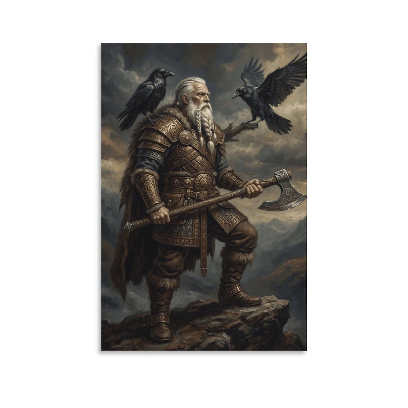 W7C8U2X3 Norse Mythology Odin Canvas Wall Art, Norse Mythology Wall Art