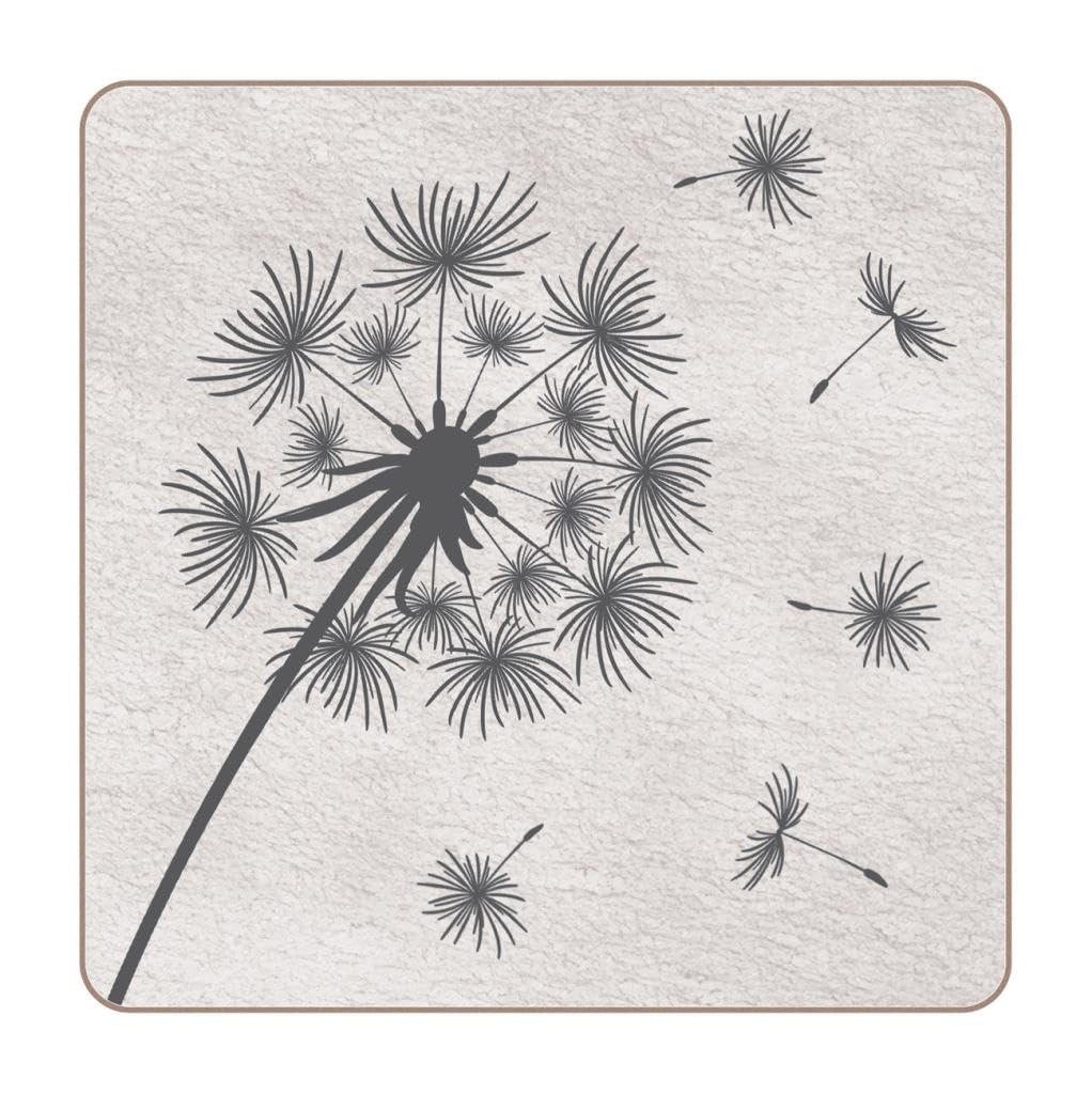 Tradestock Set of 4 Coasters - Dandelion Design - Statement Kichenware for the Home, Green, Cream, 10 x 10cm