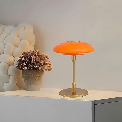 Miniatura 7 de Lámpara de mesa moderna de metal y vidrio, lámpara de mesa decorativa, lámpara de mesa para sala de estar, dormitorio, sala de estudio, 12.6 x 16.5