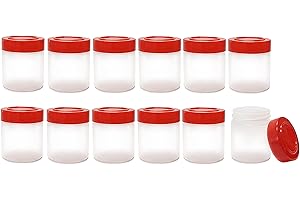 ljdeals Travel Seasoning 1 oz Plastic Spice Jars with Red Caps and Sifters