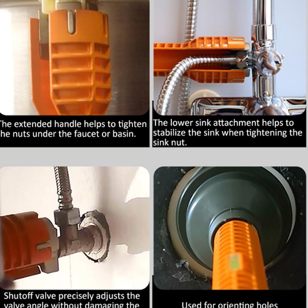 Multifunctional Water Pipe Double-head Wrench Basin Bottom Clamp Set, Bathroom Faucet Sink Installation and Maintenance Tool