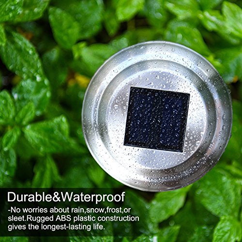 Voona Solar LED Outdoor Lights 8-Pack Stainless Steel Pathway Landscape Lights for Outdoor Path Patio Yard Deck Driveway and Garden , (Silver)