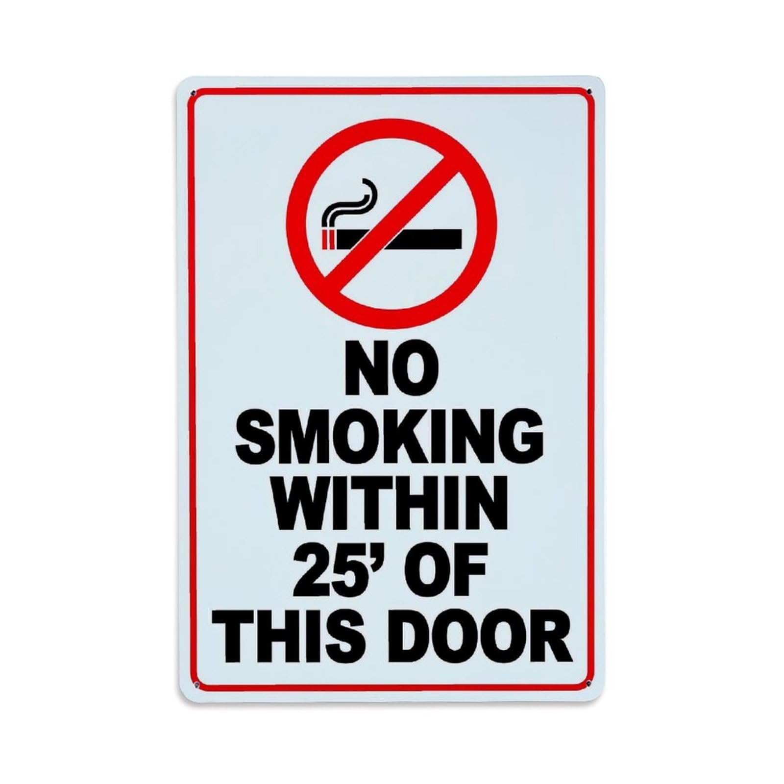 Jdfenggu Vintage No Smoking Sign With Red Border Retro Metal Tin Sign, Decor Art Poster For Bar, Home, Man Cave, Kitchen, Laundry Room Gift 8X12inch