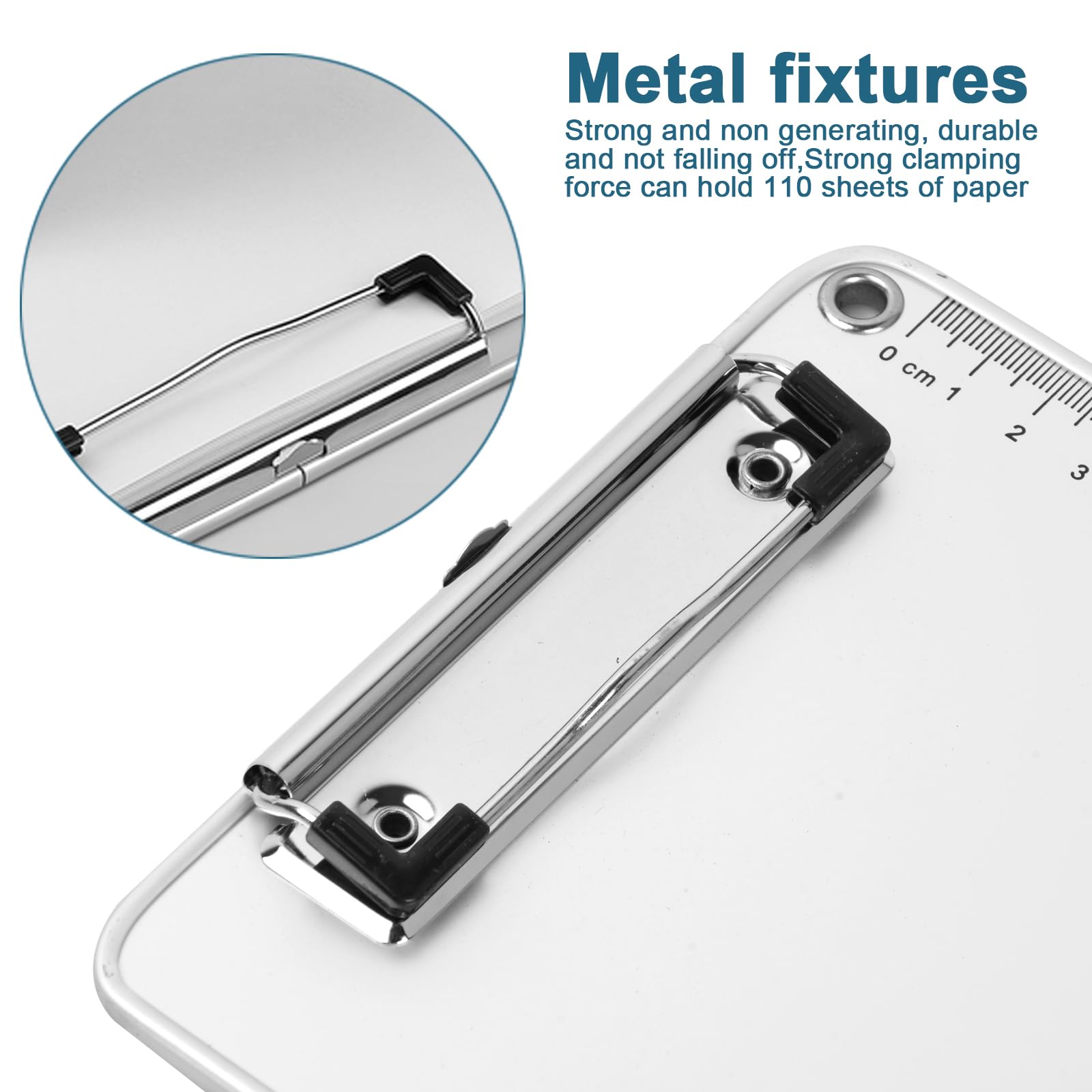 Portablocco In Alluminio A4 - Con Morsetto Metallo, Guida Misurazioni - Per Ufficio, Scuola, Esterno - Foto 5