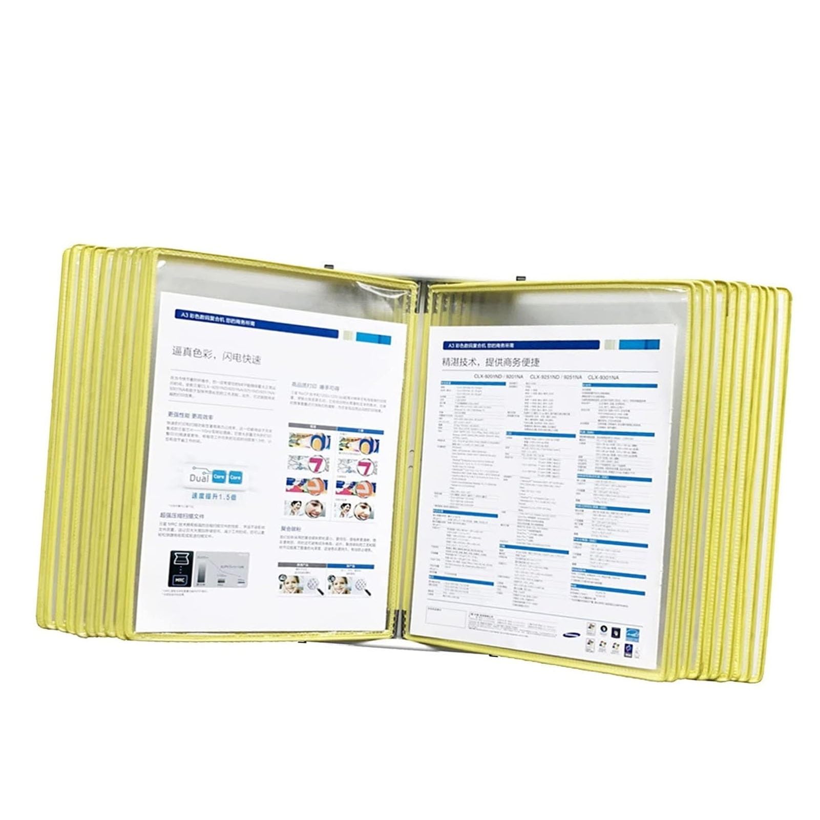 OLSKFUH Page-Turning Folder, Metal And Pvc 20 Display Pockets, Letter-Size, Flip And Find Reference Desktop Document Holder,A