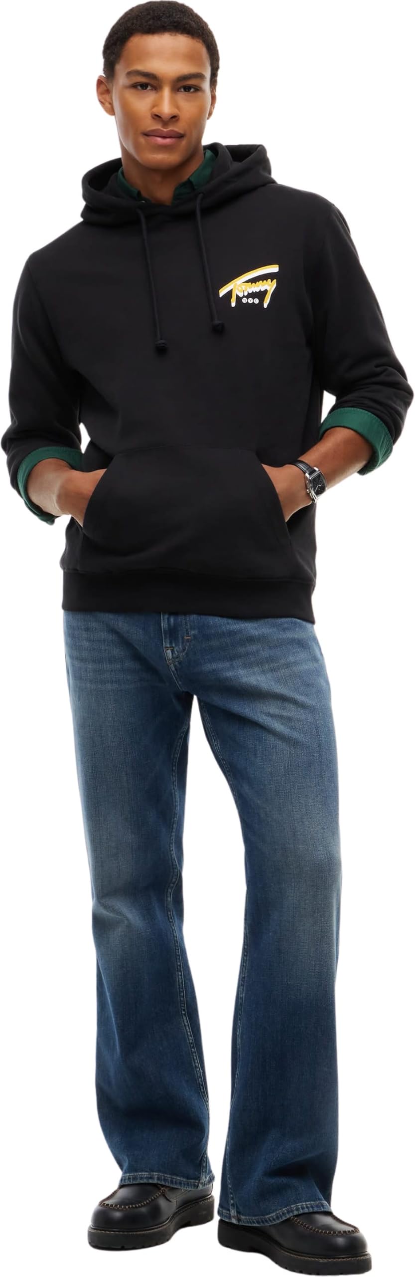 Tommy Jeans Men Sweatshirts TJM REG NYC Signature Hoodie EXTDM0DM23583 Black (Black), XS