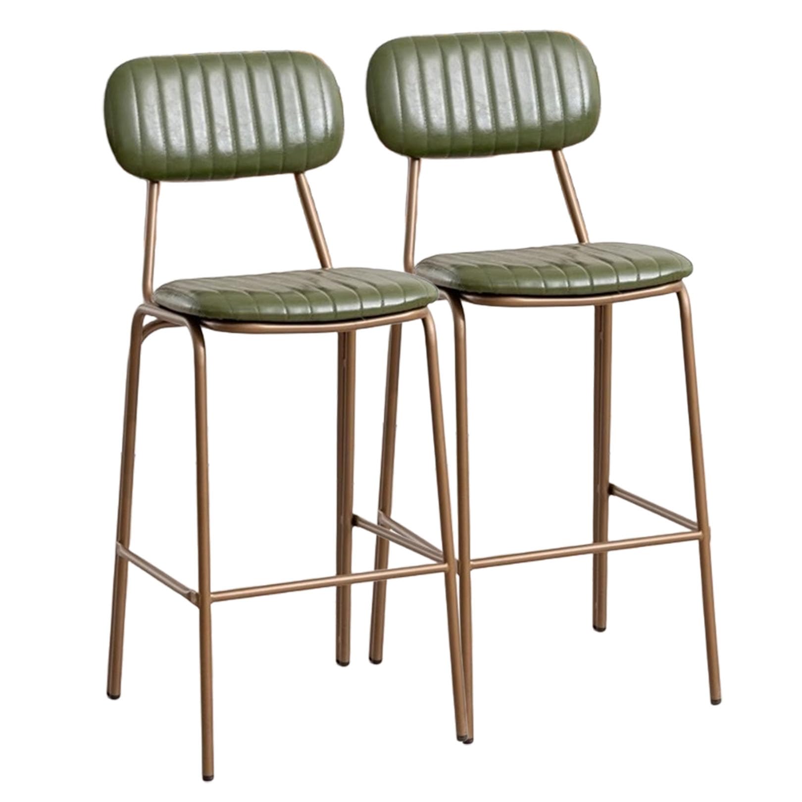 Lot de 2 tabourets de bar modernes en cuir synthétique et métal